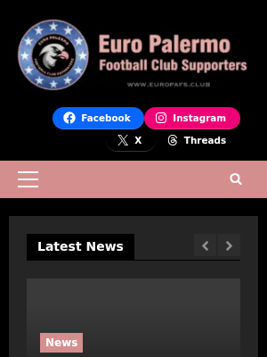 Screenshot of Euro Palermo Football Club Supporters. Tifosi rosanero