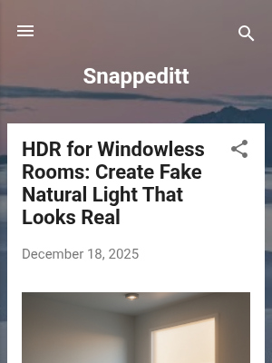 Screenshot of HDR for Windowless Rooms: Create Fake Natural Light That Loo