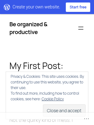 Screenshot of Path to Organization & Productivity