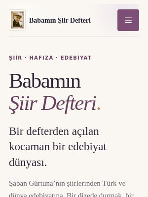 Screenshot of Babamın Şiir Defteri — Turkish Poetry and Literature