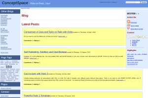 Screenshot of ConceptSpace, Ruby on Rails, Linux