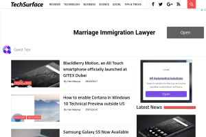 Screenshot of TechSurface - Microsoft Windows tutorials, reviews, tweaks, tips