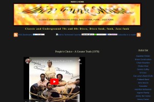 Screenshot of Disco Funk Music Blog - a tune a day