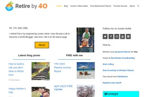 Screenshot of retireby40.org chronicling my quest to retire by 40