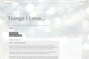 Screenshot of Things I Love...